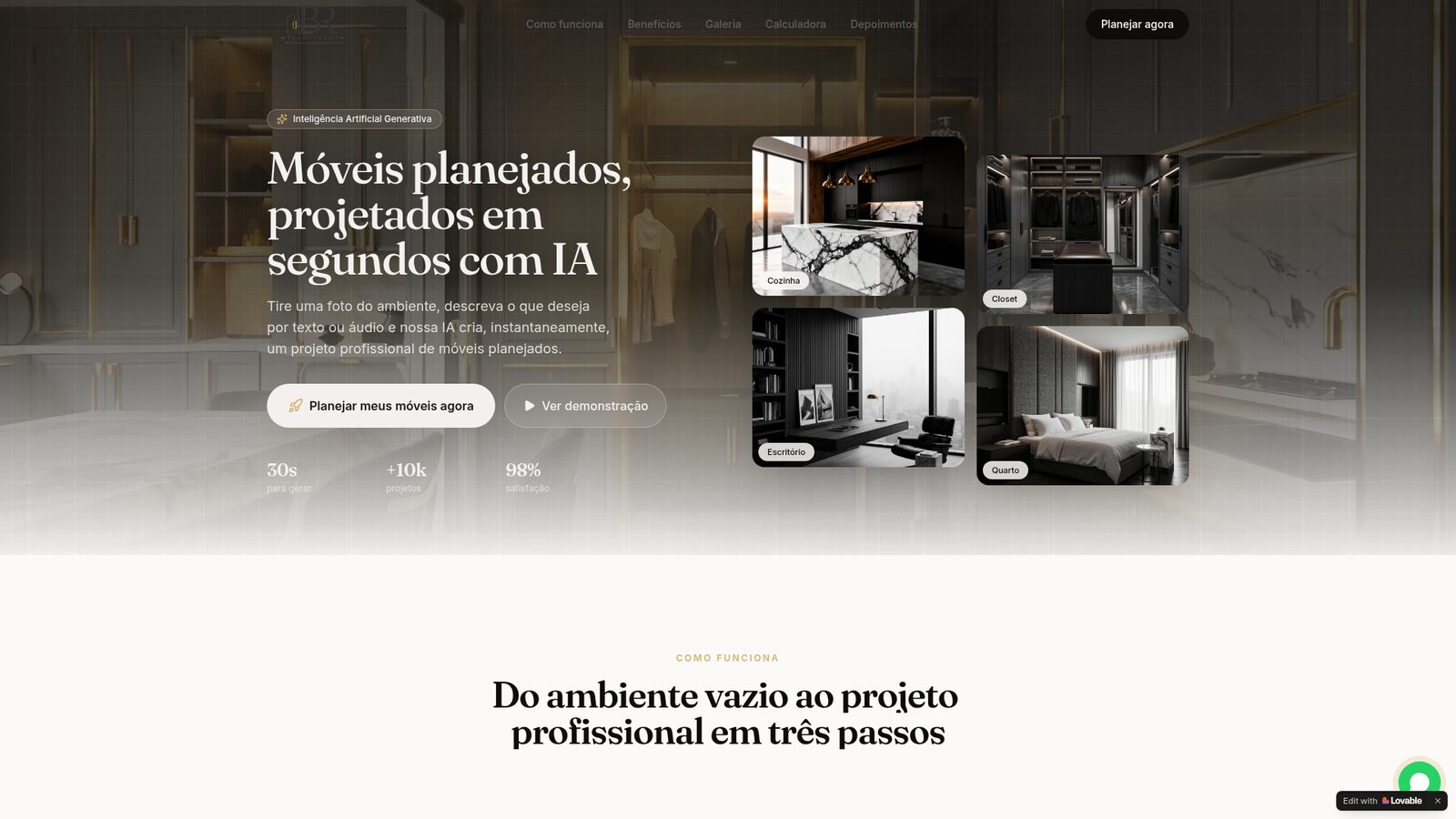Site da BR Móveis Planejados