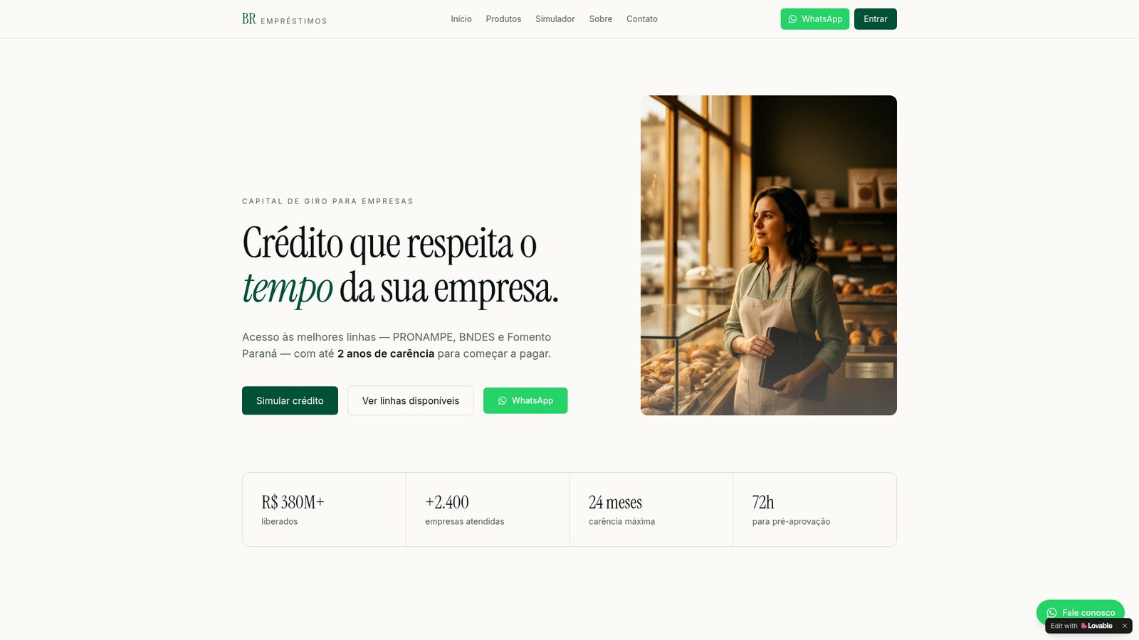 Site da BR Capital de Giro